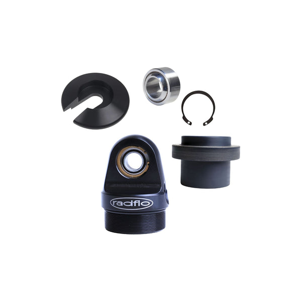 2.5 replacement radflo shock parts on white background