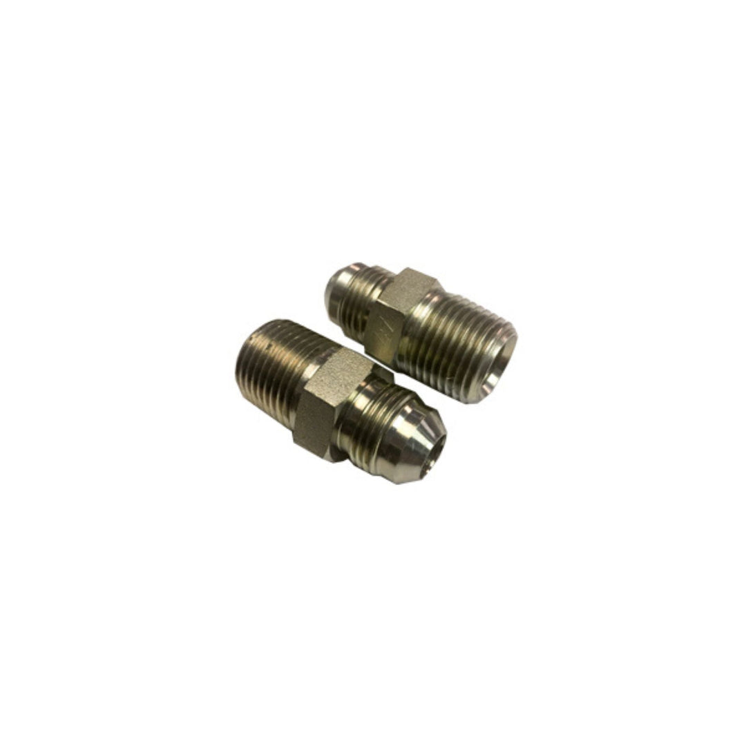 1/2 NPT to -8 plumbing fittings on a white background
