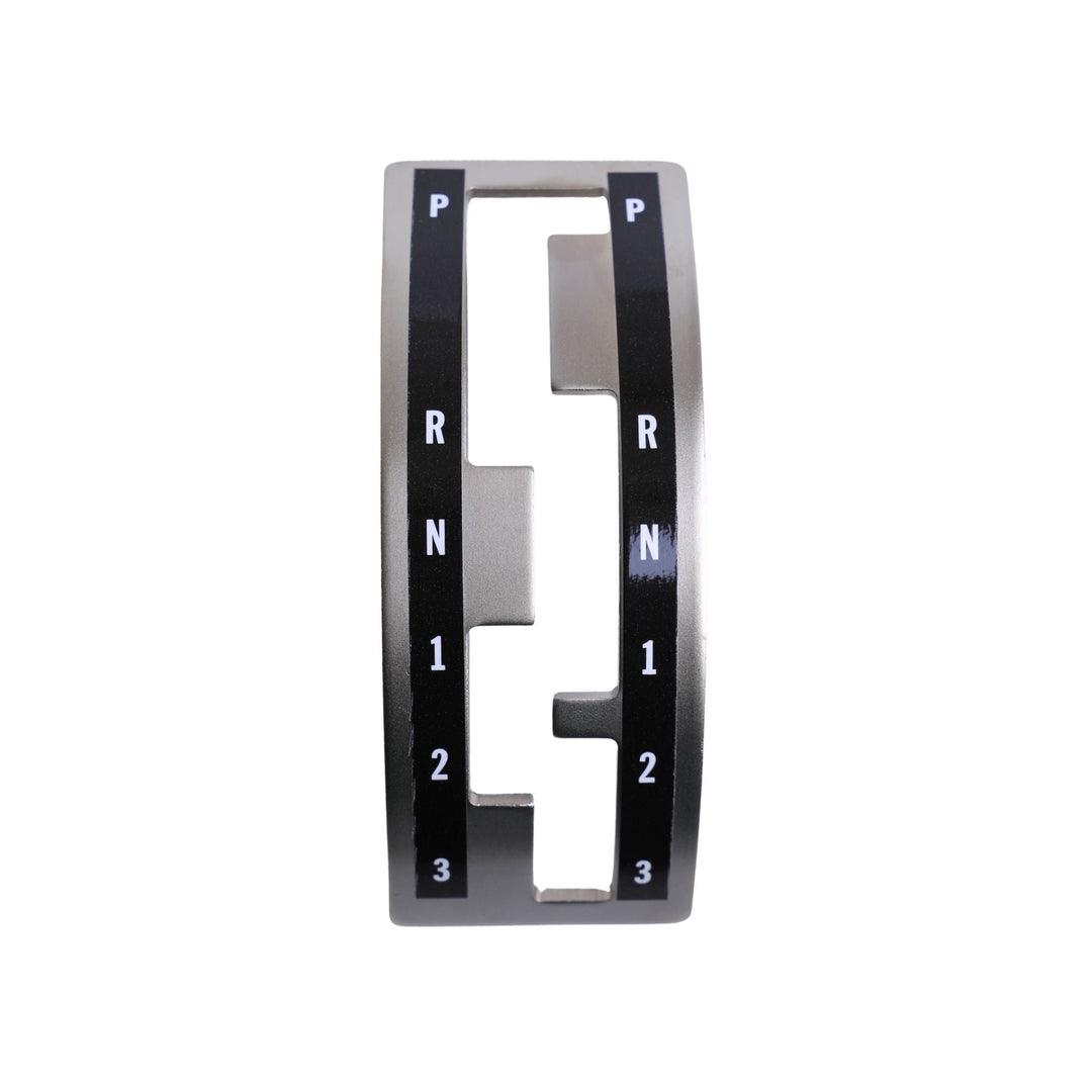 Winters shifter gate plate for TH350 transmission with P, R, N, 1, 2, 3 markings on a white background