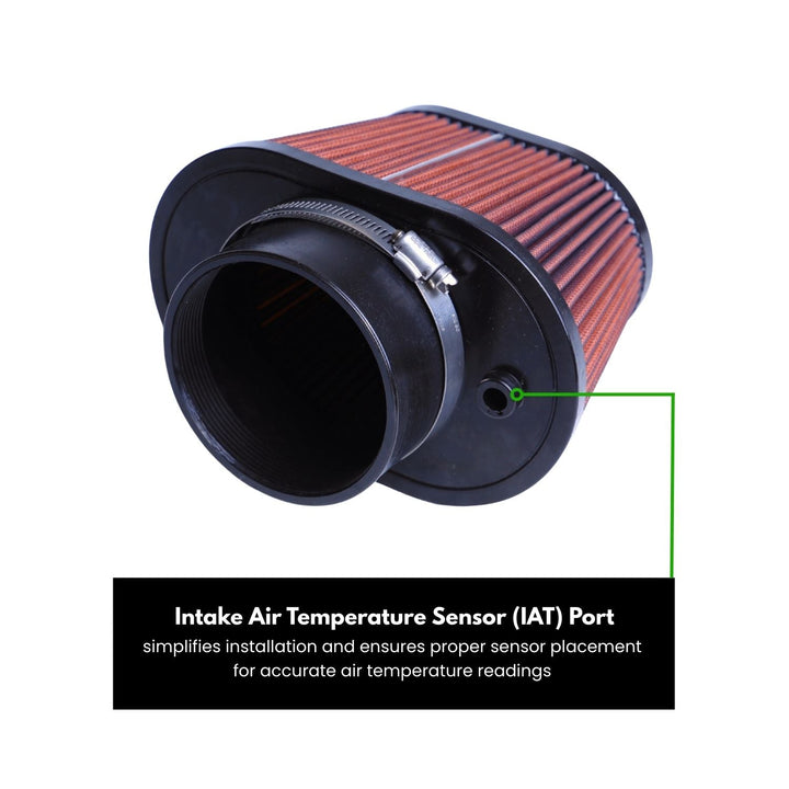 off road performance intake filter with intake air temperature sensor port on a white background