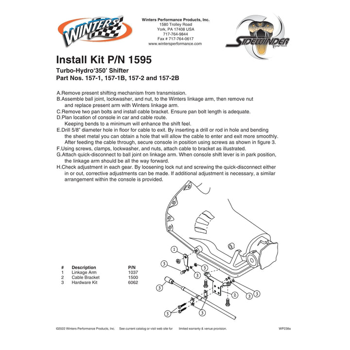 Winters GM TH350 Shift Linkage Kit 1595