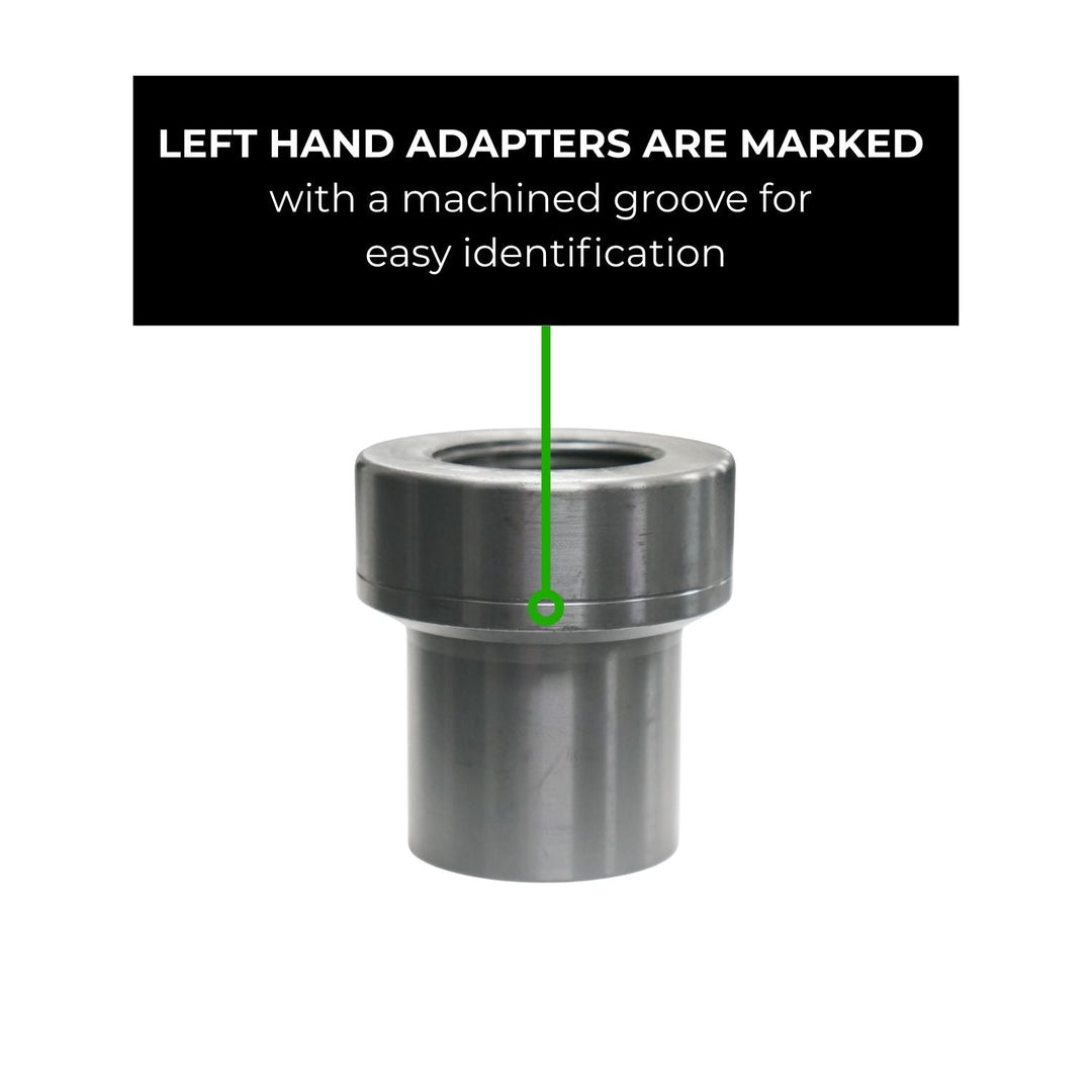 left hand thread suspension tube adapter with a machined groove for easy identification on a white background