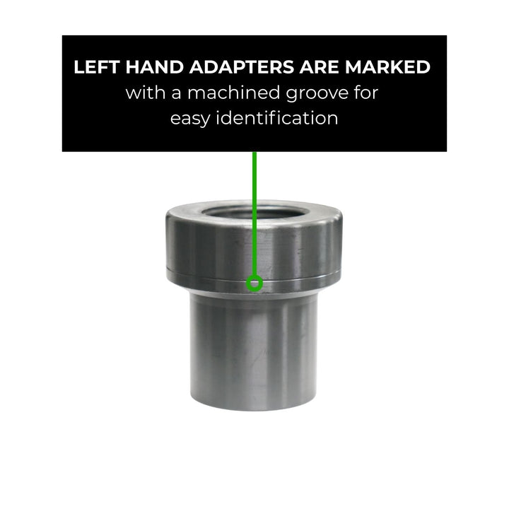left hand thread suspension tube adapter with a machined groove for easy identification on a white background