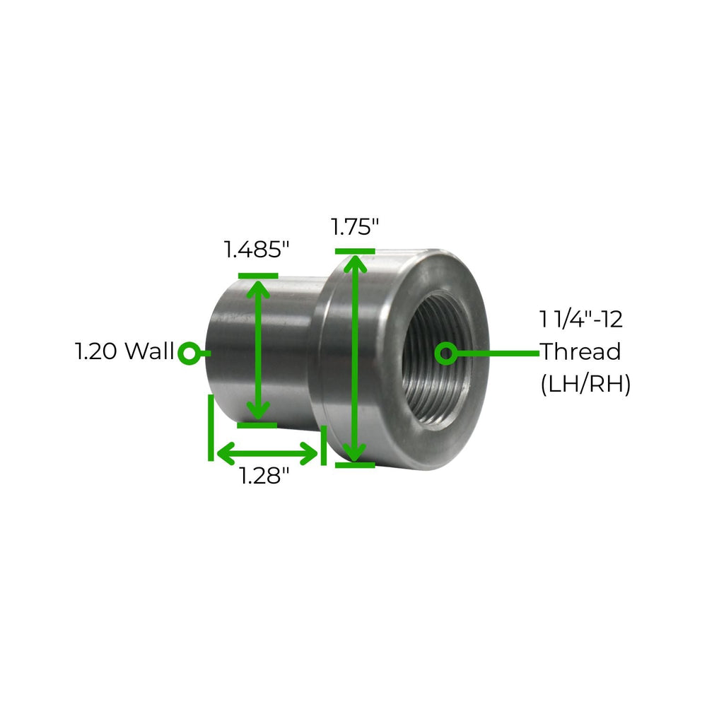 chromoly tube adapter 1-3/4 x .120 with dimensions labeled on a white background