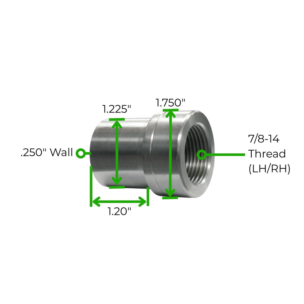 chromoly tube adapter 1-3/4 x .250 with dimensions labeled on a white background