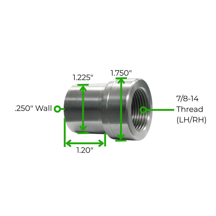 chromoly tube adapter 1-3/4 x .250 with dimensions labeled on a white background