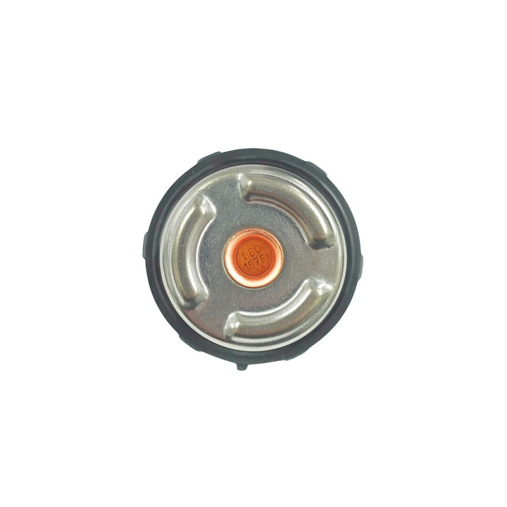OEM replacement LS thermostat with seal bottom view on a white background