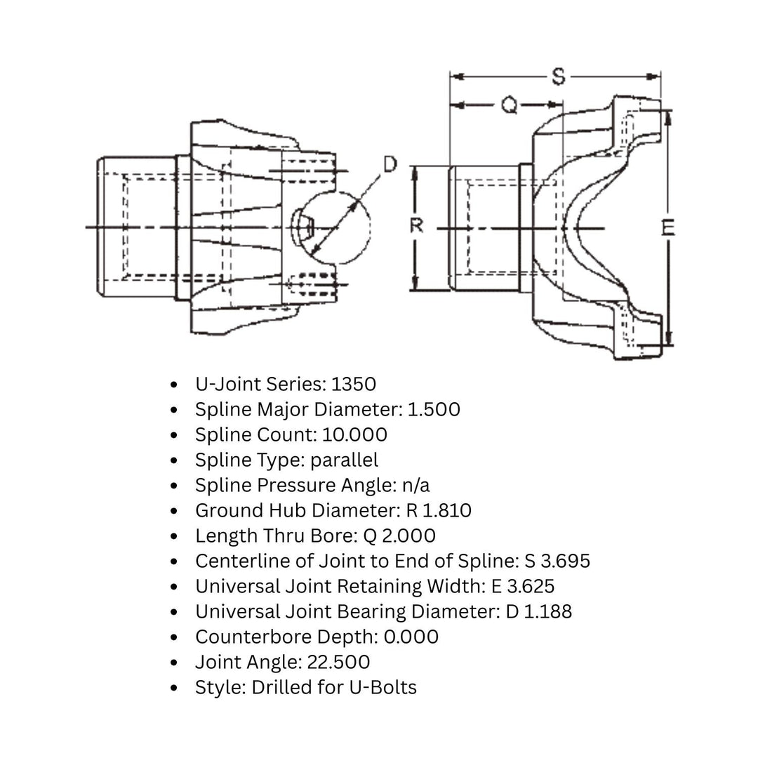 Spicer 1350 Yoke 1.5" x 10 Spline