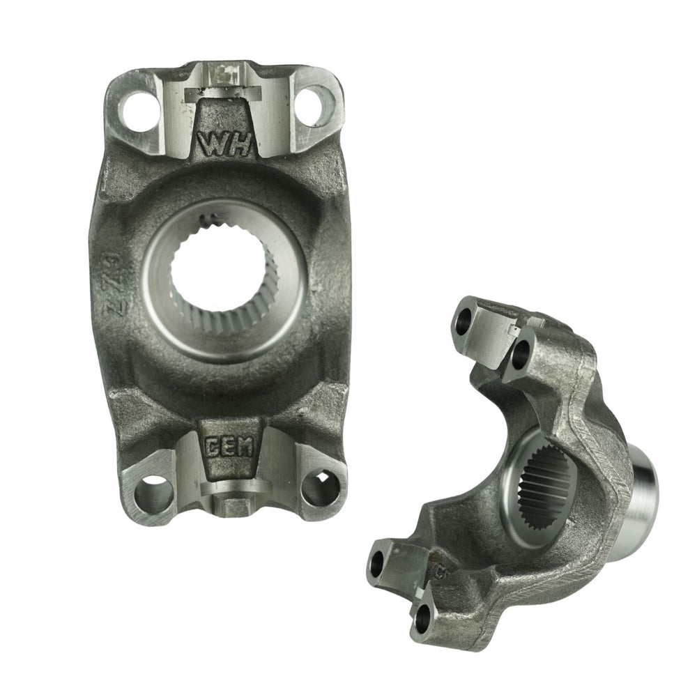 Two 1410 Dana 60 Forged U-Bolt Yokes on a white background