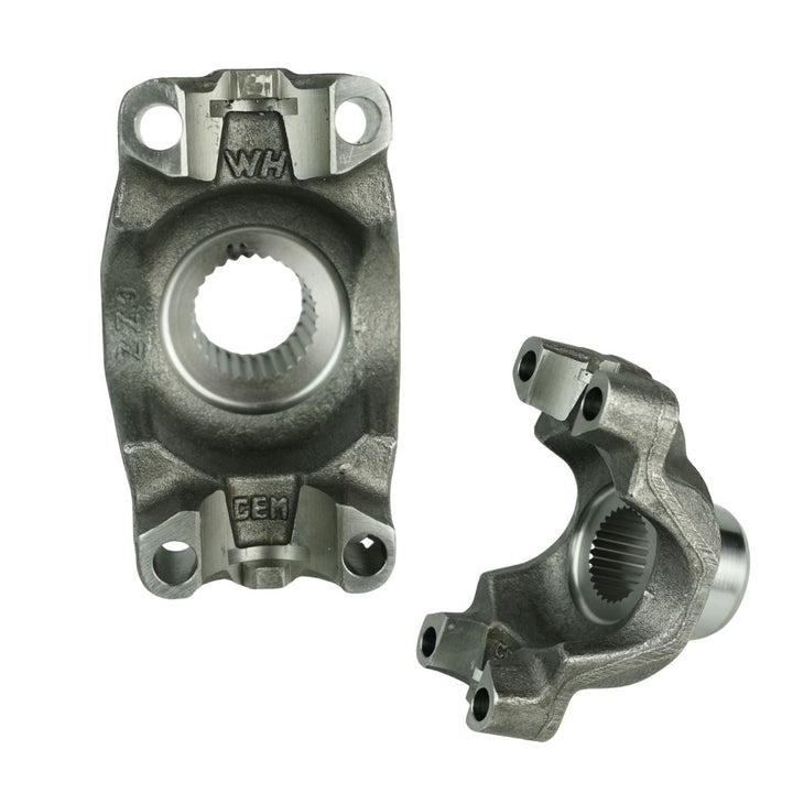 Two 1410 Dana 60 Forged U-Bolt Yokes on a white background