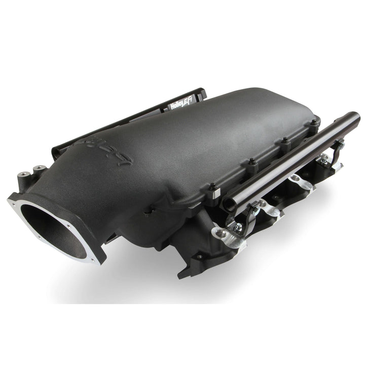A black LS3 and L92 top feed intake manifold kit with silver metal components, photographed on a clean white background.