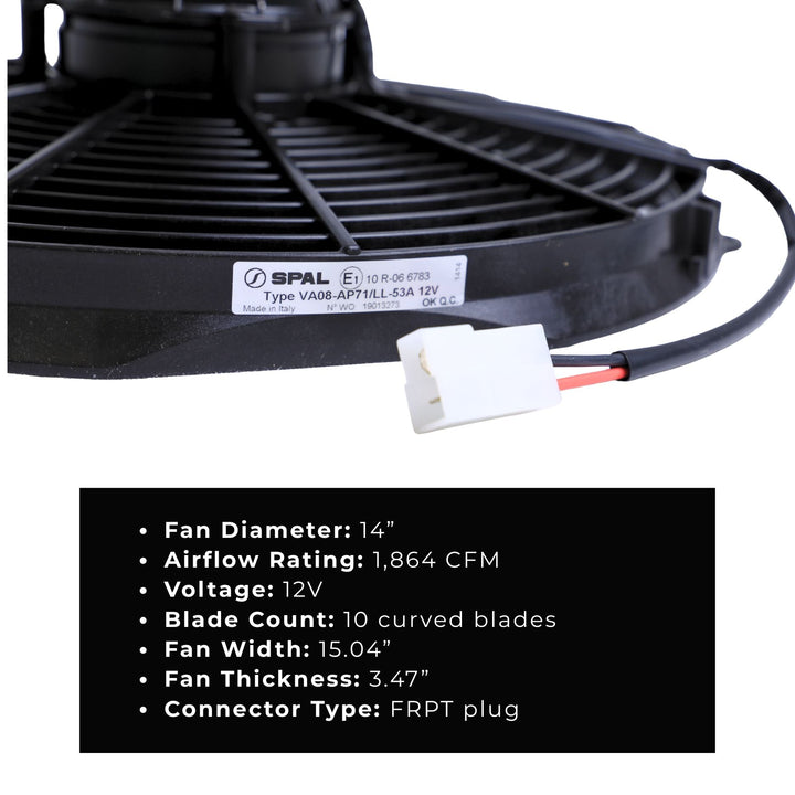 SPAL 14" Electric Radiator Fan – 1864 CFM – 12V