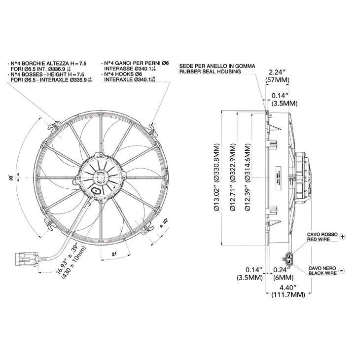 SPAL 12" Electric Radiator Fan – 1870 CFM – 12V