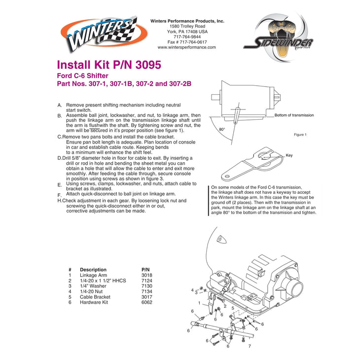 Winters Ford C6 Shift Linkage Kit 3095