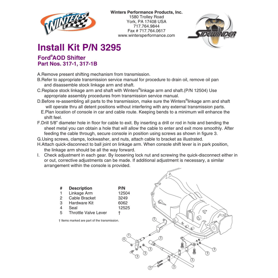 Winters Ford E4OD / 4R100 Shift Linkage Kit 3395