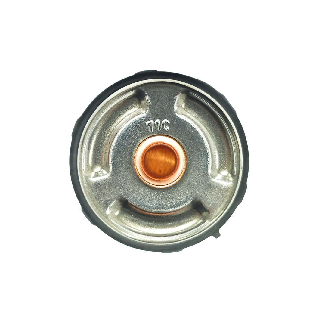 off-road engine cooling 160 degree thermostat bottom view on a white background