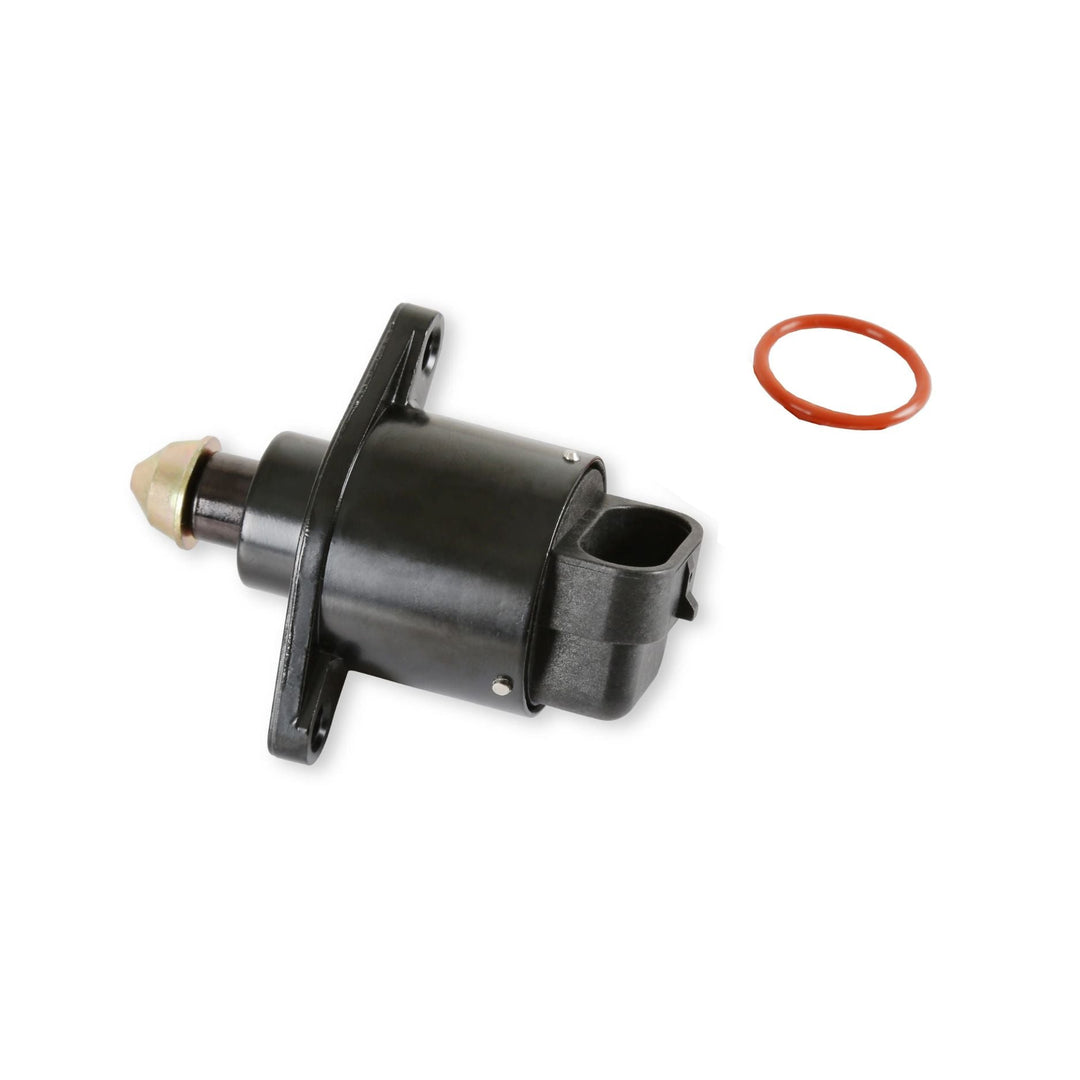 Black replacement IAC motor for Sniper EFI with a red rubber O-ring on a white background
