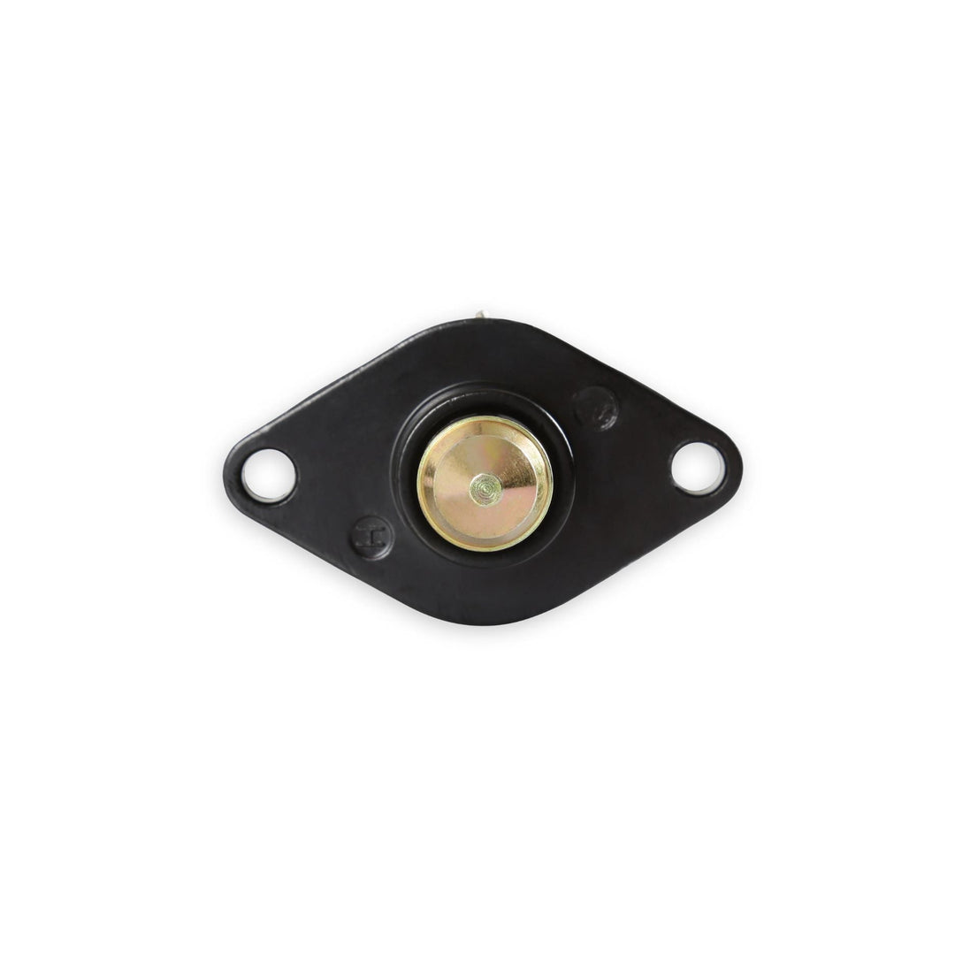 A black IAC motor for Holley Commander 950 with a central gold-colored metal bearing cap, shown on a plain white background.