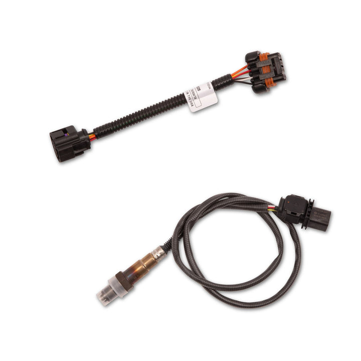 A pair of Terminator X Max 58x 4x EV6 harness electrical sensor connectors with attached black cables, shown on a plain white background. One connector has a clear plastic cap, and both have black multi-pin plugs with orange accent rings.