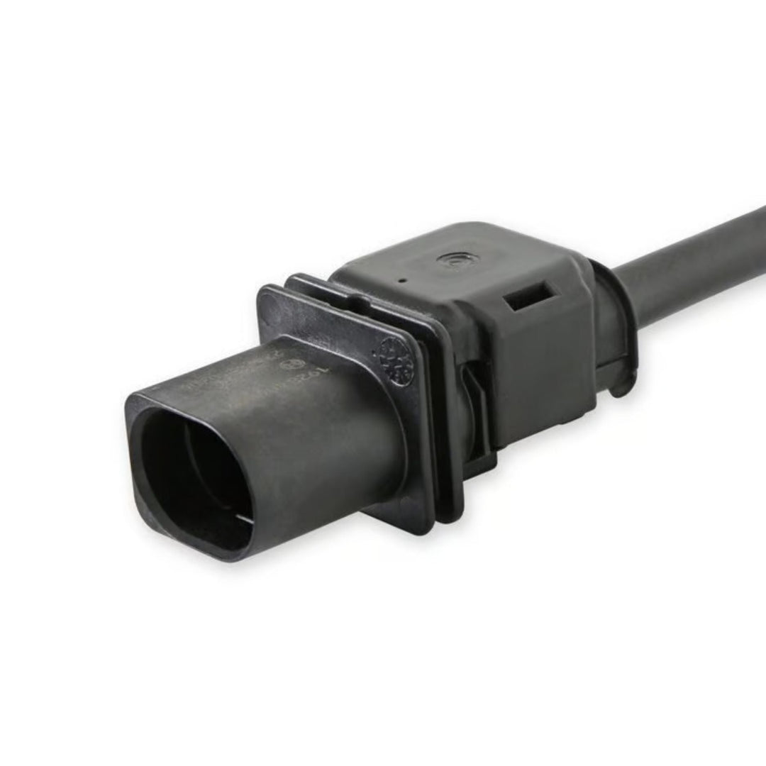 Black Holley wideband lambda sensor with cable on a white background