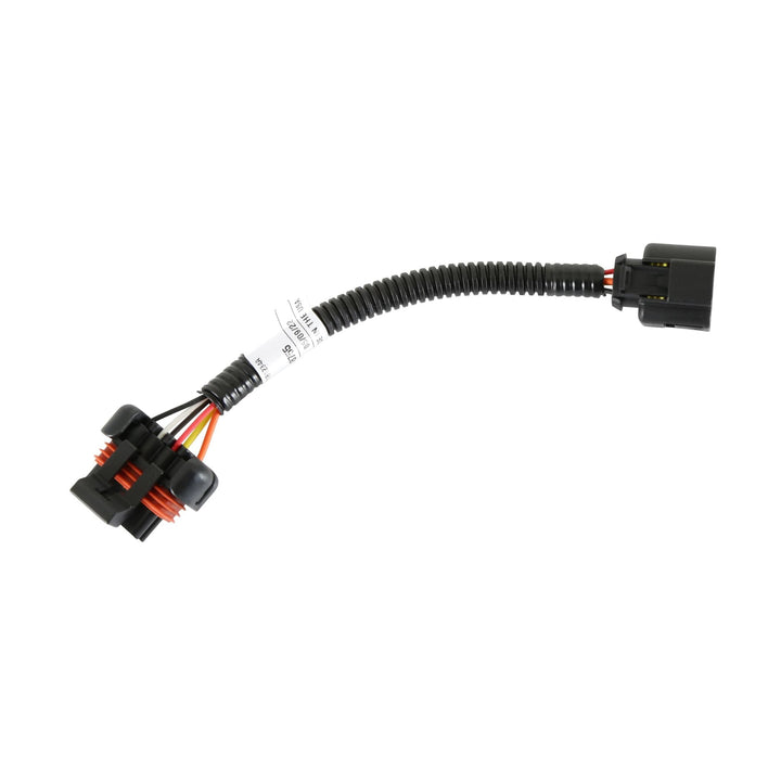 A black Holley Terminator X wideband adapter harness with a corrugated black cable, orange and red wire accents, and a white label, shown on a plain white background.