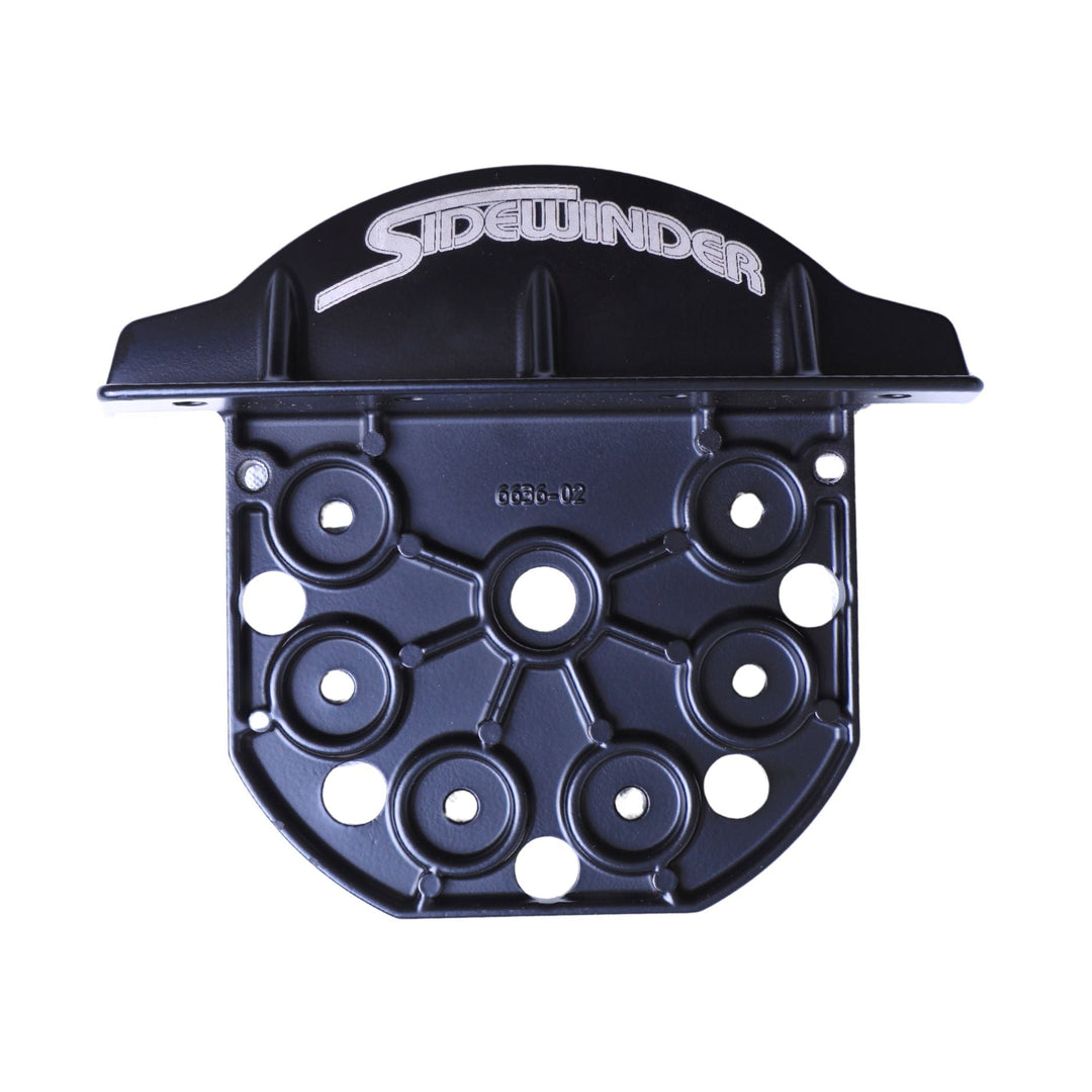 Black Winters side plate mount with 'Sidewinder' branding on a white background