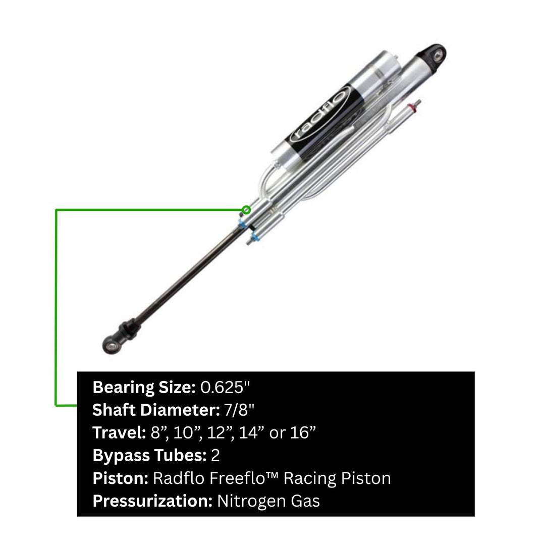 Radflo 2.5 Bypass Shock w/ Piggyback Reservoir – 7/8” Shaft - 2 Tube