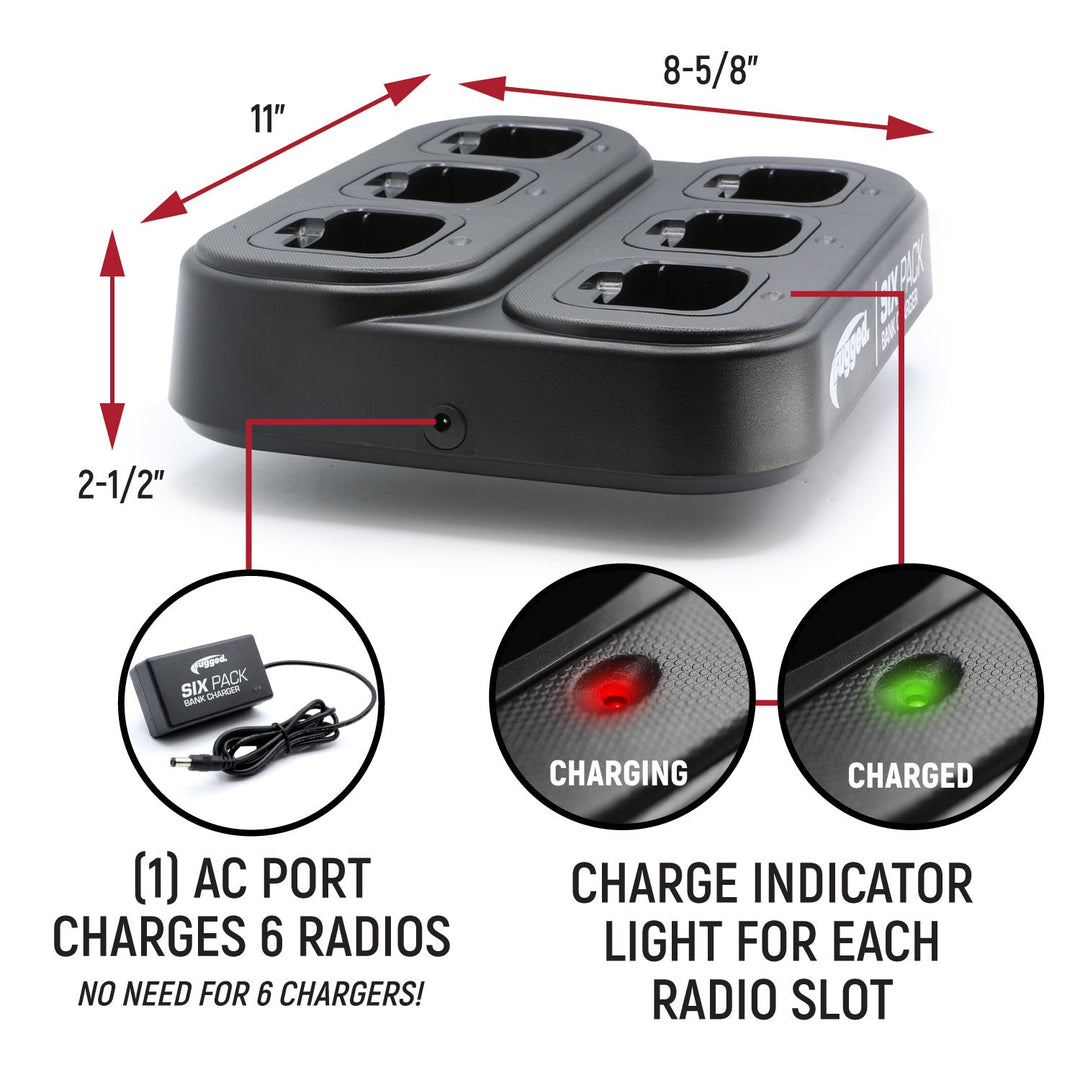 Six GMRS Handheld Radios &amp; Bank Charger Bundle - Rugged Radios - Product image 5