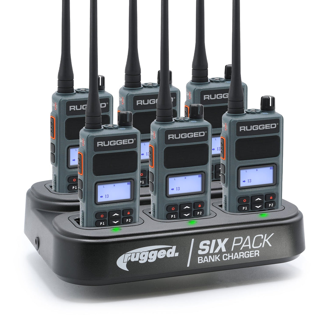 Six GMRS Handheld Radios & Bank Charger Bundle - Rugged Radios - Product image 1