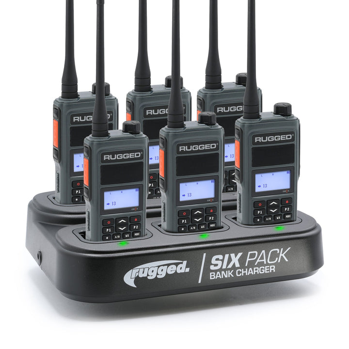Six GMRS Handheld Radios &amp; Bank Charger Bundle - Rugged Radios - Product image 2