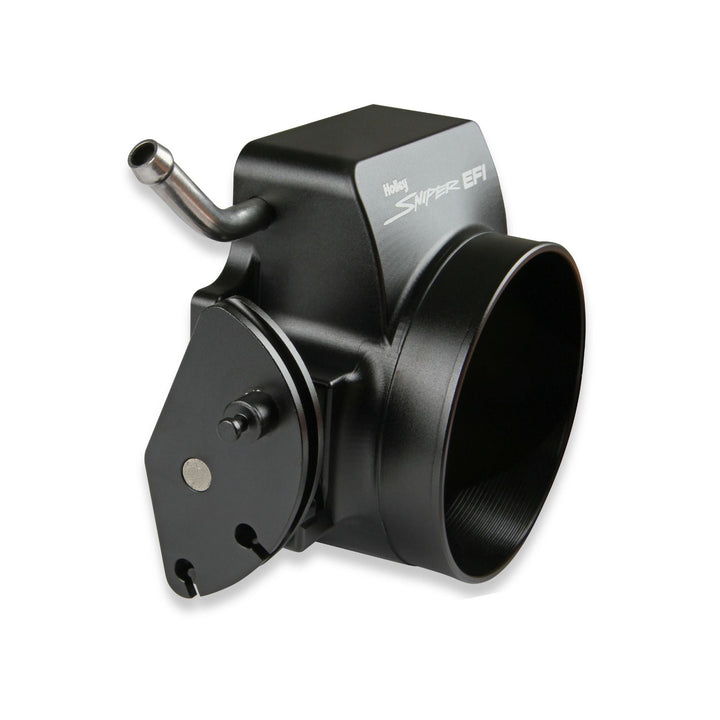 A black high flow throttle body for LS swap and visible &