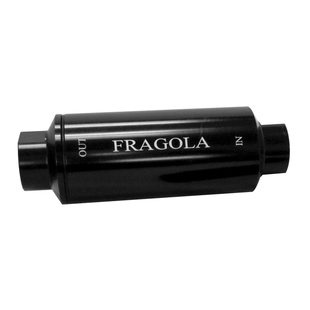 Fragola -10 AN inline fuel filter with 'Fragola' branding on a white background