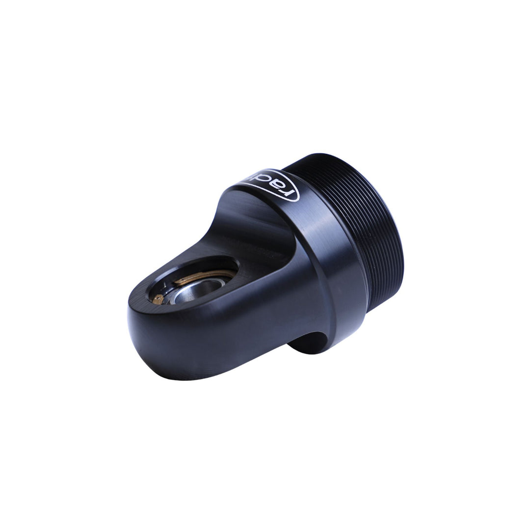 Black Radflo 2.5 remote reservoir end cap on a white background