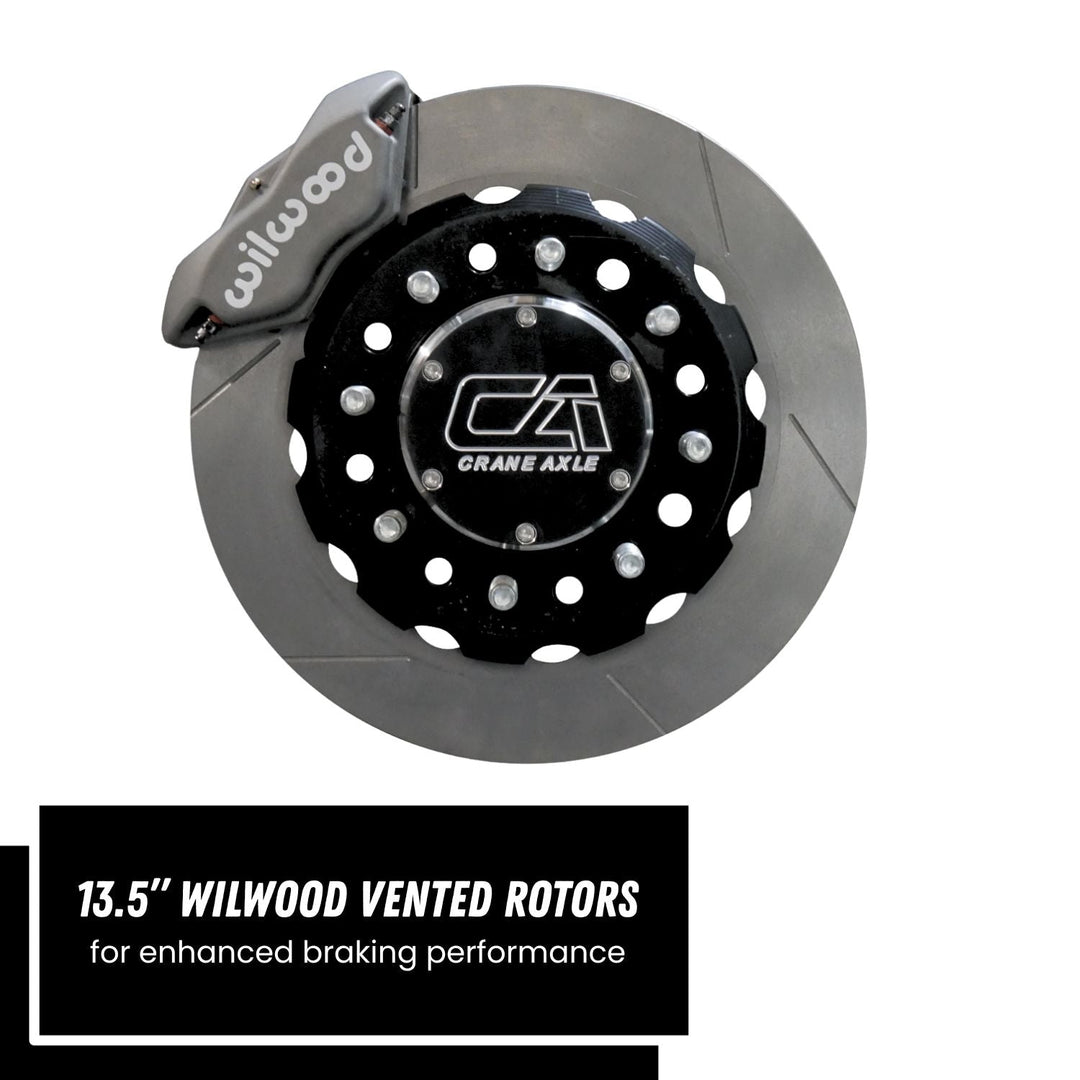 Wilwood 13.5 inch vented rotor off-road brake system with Crane Axle branding on a white background