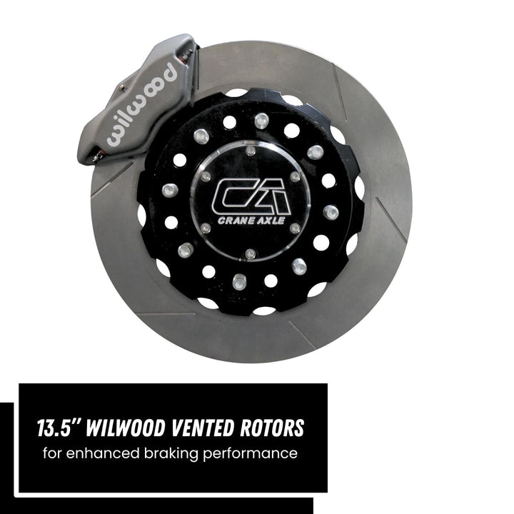 Wilwood 13.5 inch vented rotor off-road brake system with Crane Axle branding on a white background