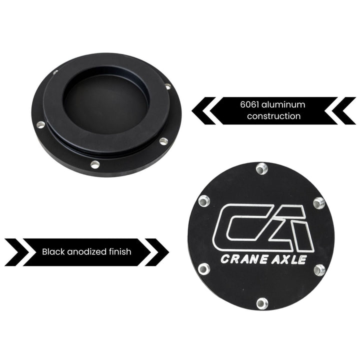 Black RCV Big Bell axle hub covers with &