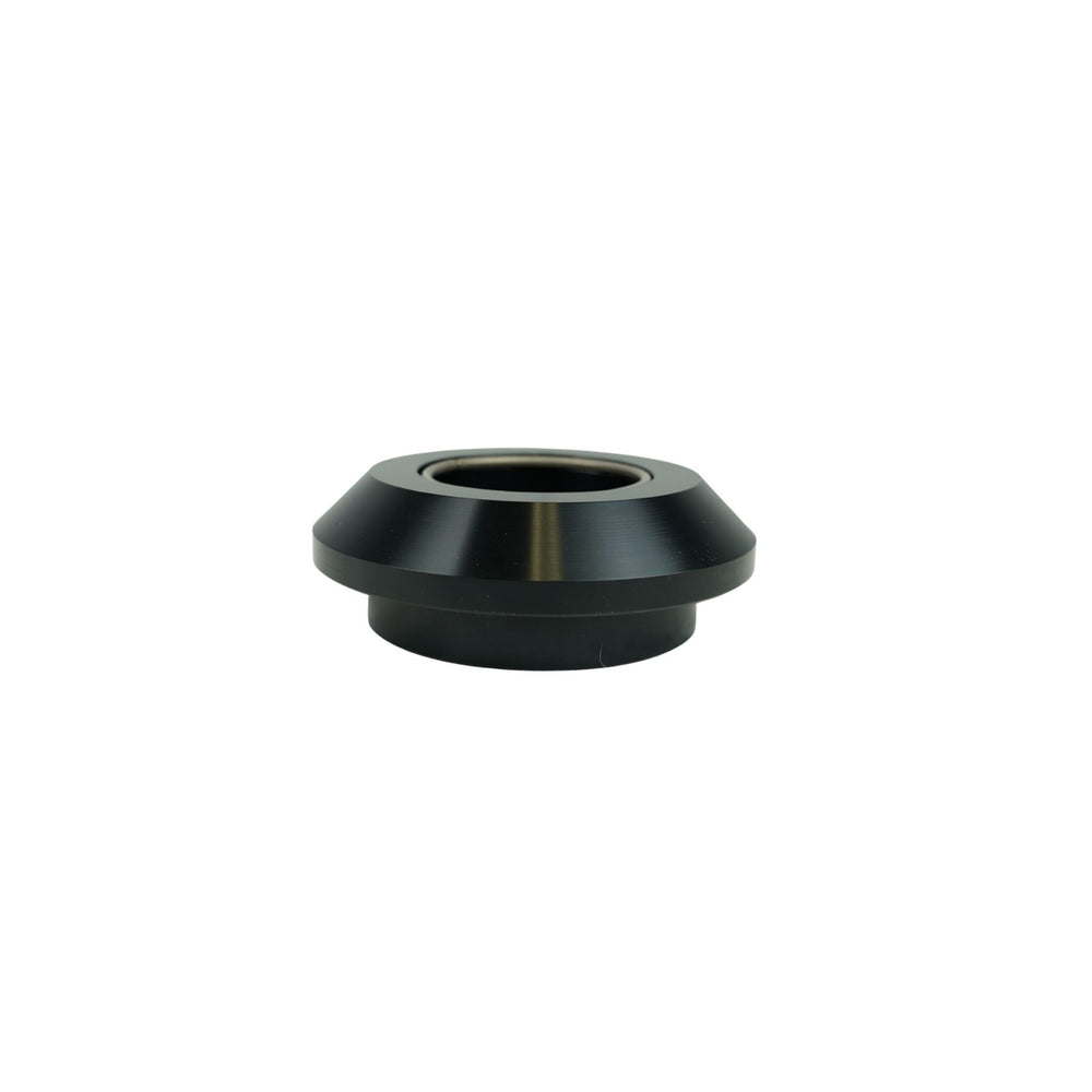 Black Radflo 2.5 shock lower spring seat on a white background