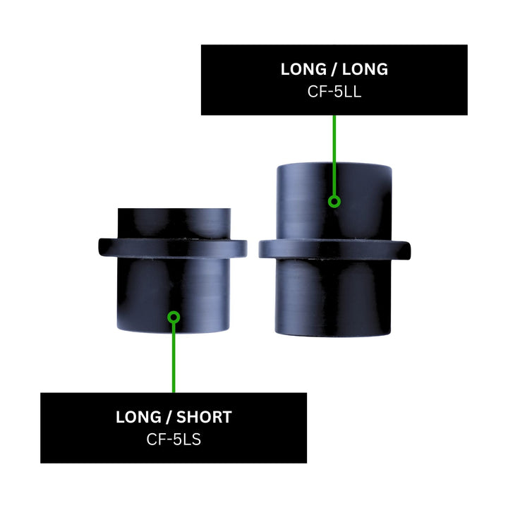comparing a long short coil slider and a short short coil slider on a white background