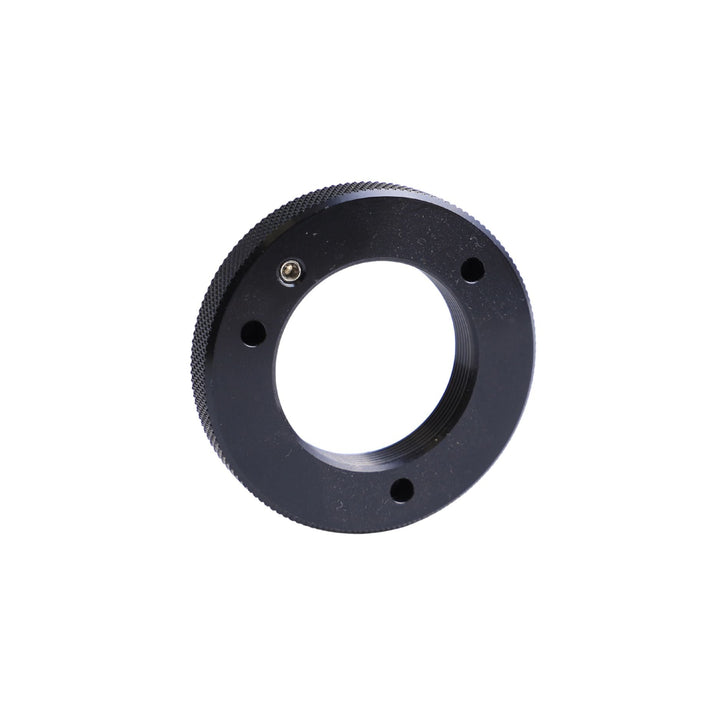 Black Radflo 2.5 shock cap ring with set screw on a white background