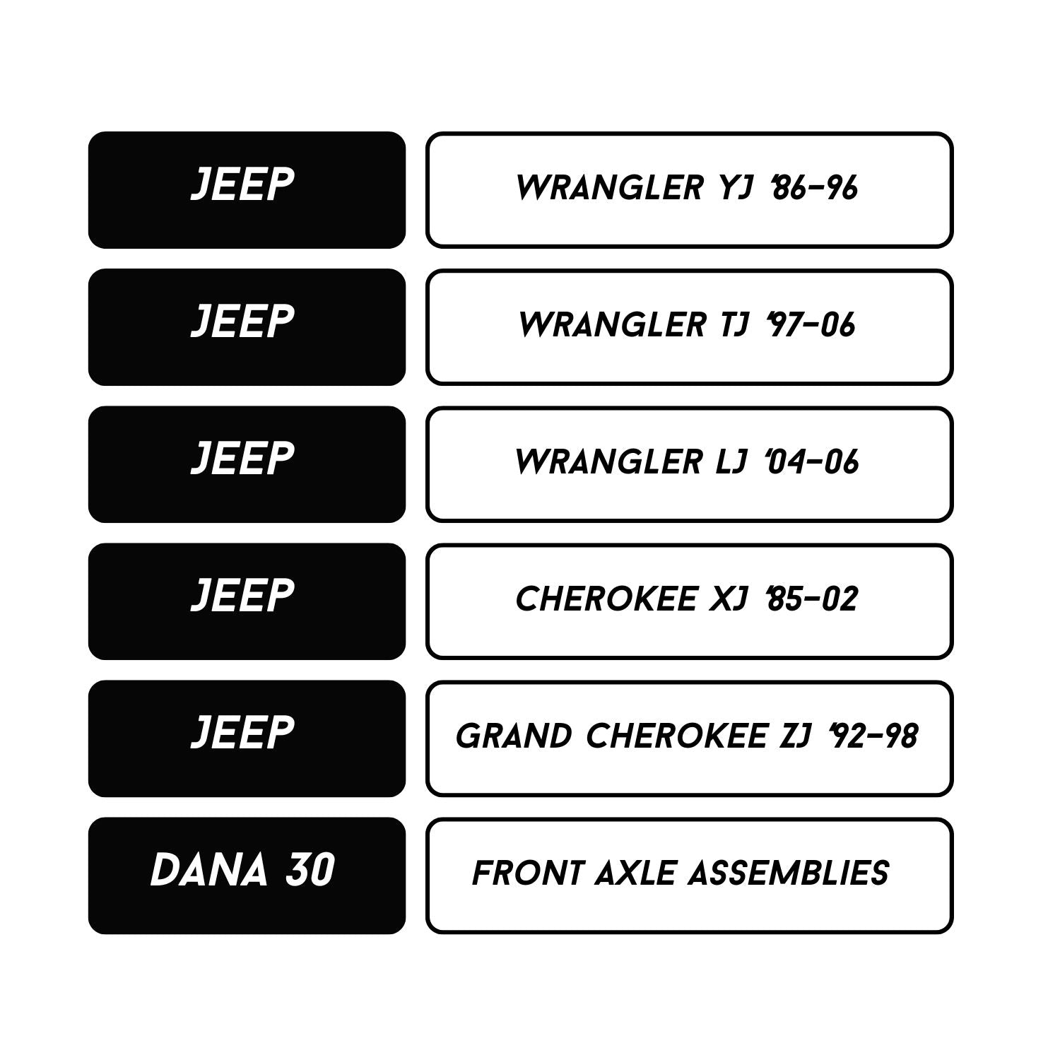 RCV Dana 30 CV Axle Set | Jeep YJ, TJ, LJ, XJ, ZJ | Upgrade