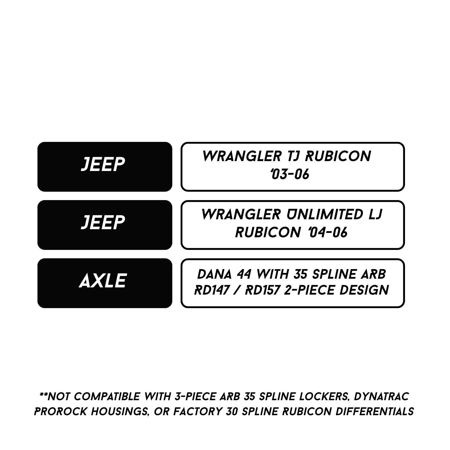 RCV 35 Spline Dana 44 CV Axles | Jeep TJ & LJ Rubicon ARB Locker