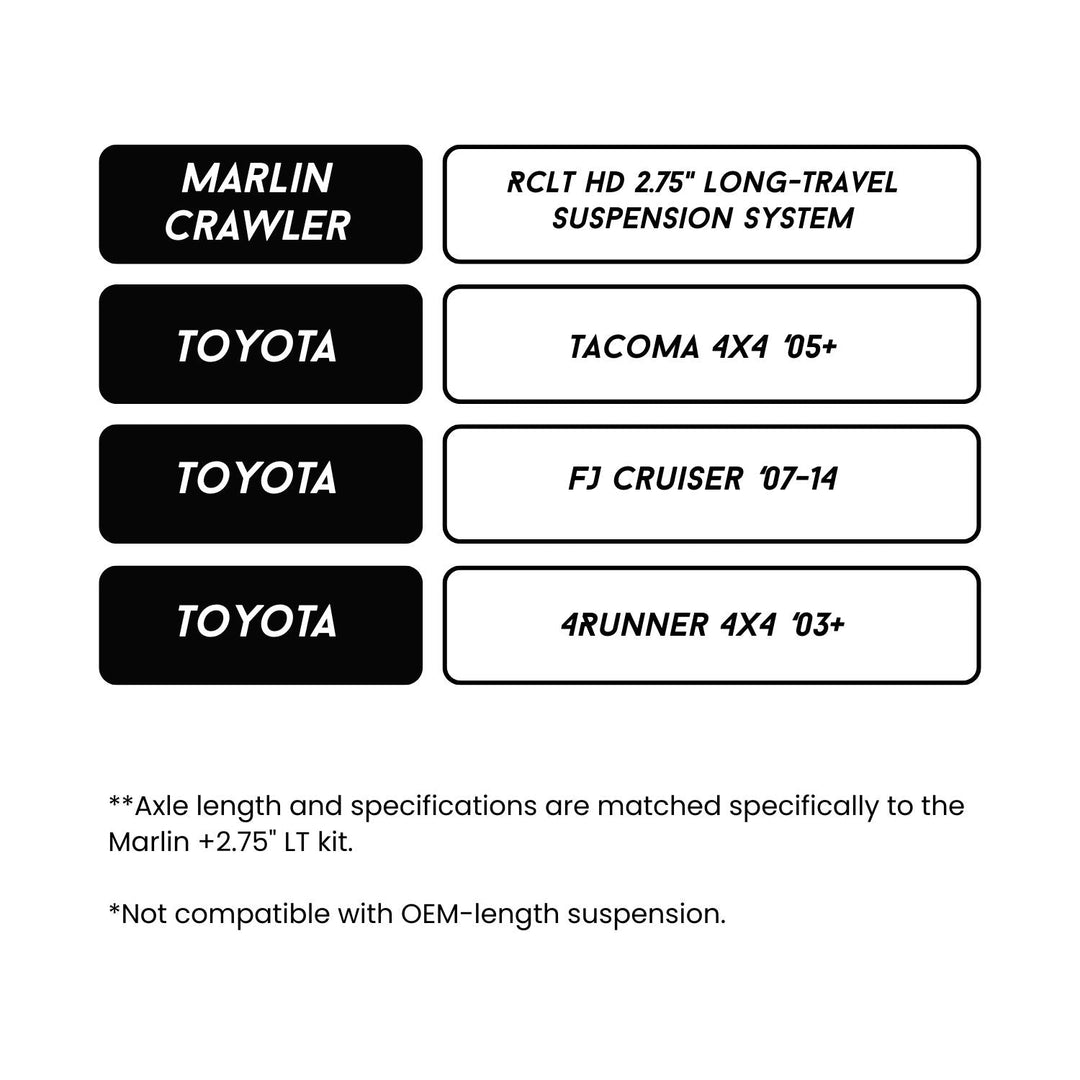 RCV IFS 300M CV Axle Set for Toyota FJ Cruiser, 4Runner, &amp; Tacoma (Marlin Crawler +2.75 LT)