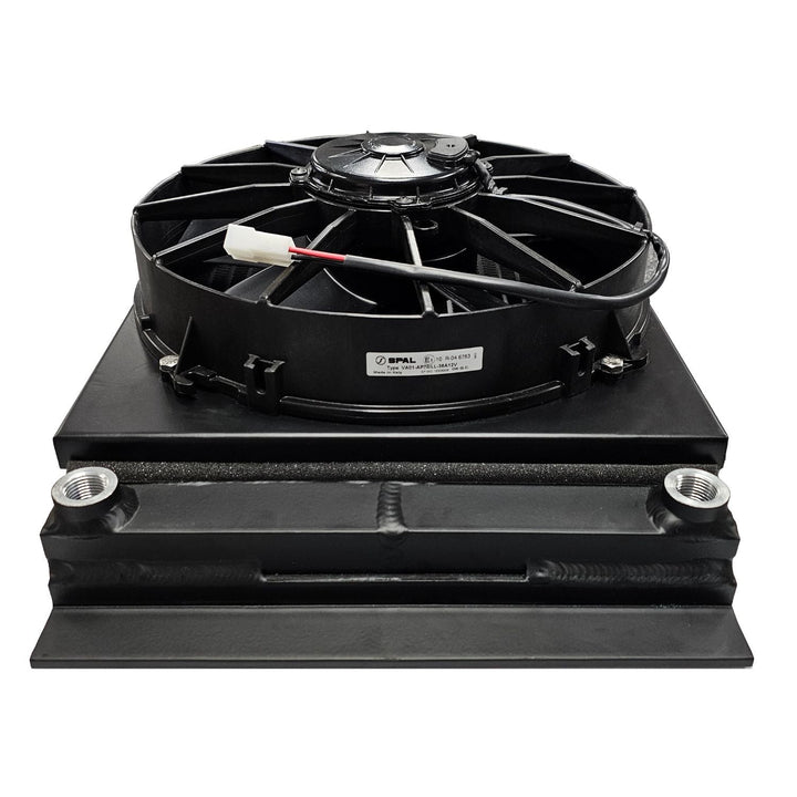  high CFM oil cooler with electric fan for off road on a white background
