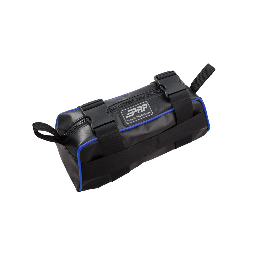 universal buggy storage bag with webbing straps with a visible PRP brand logo on a white background