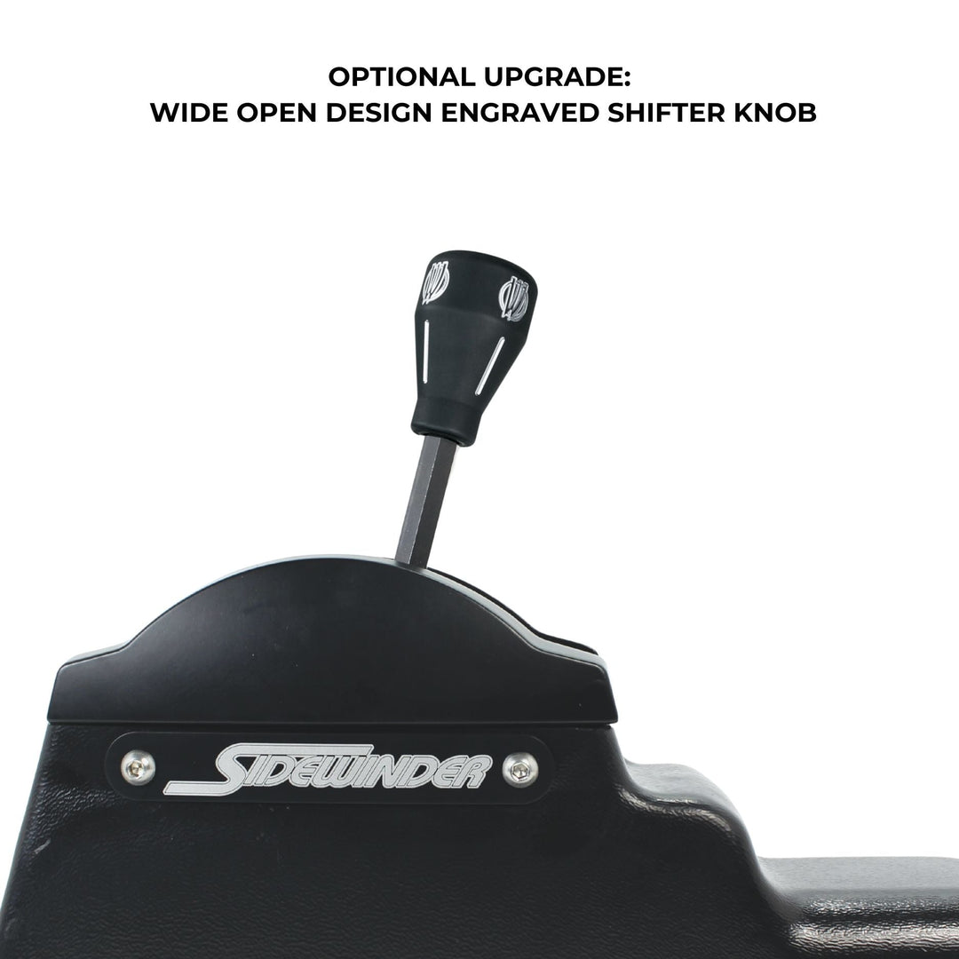 Upgraded 4L80E shifter knob with engraved design on a white background, featuring the &