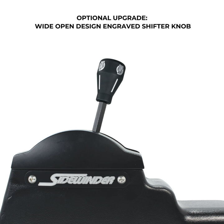 Upgraded 4L80E shifter knob with engraved design on a white background, featuring the &