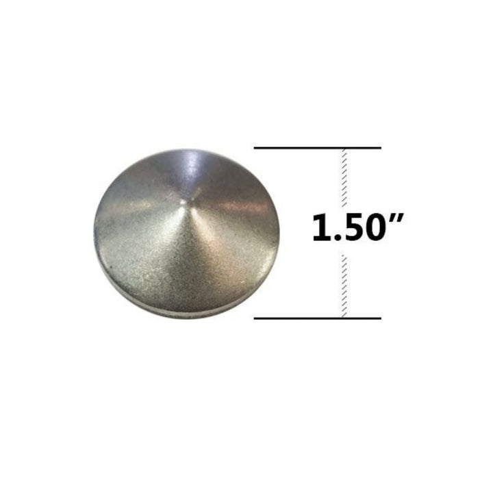  1/8 inch dom tube cap with measurement label on a white background