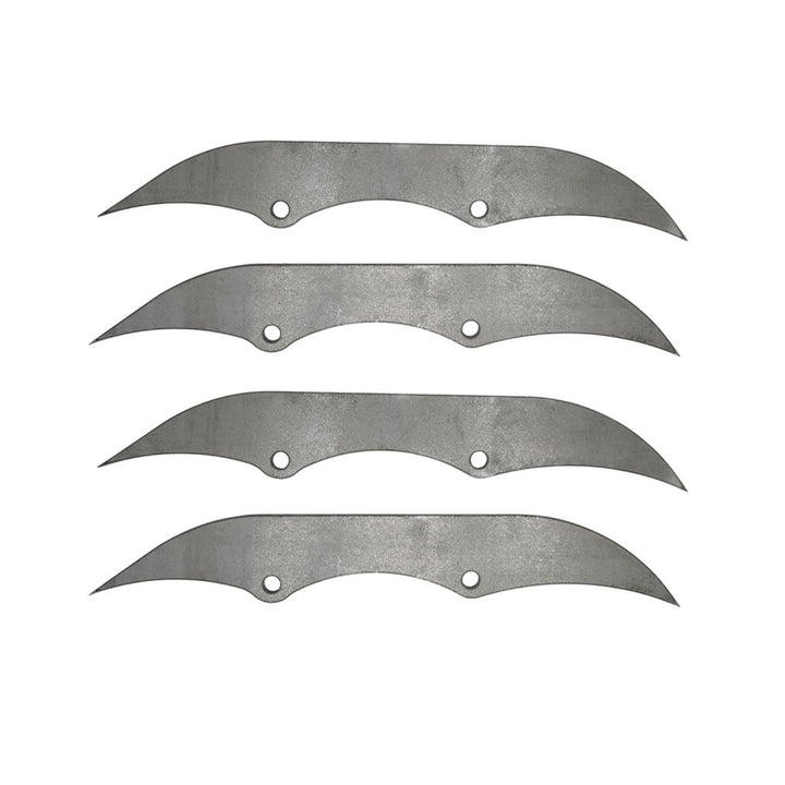Four  1/4 inch steel  bypass shock mounts in a row on a white background