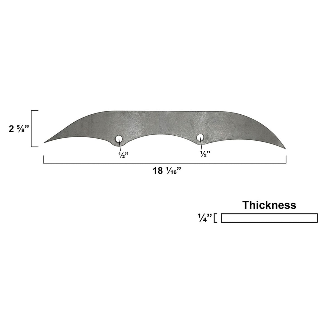 Measurement chart of an off road bypass shock bracket with dimensions labeled