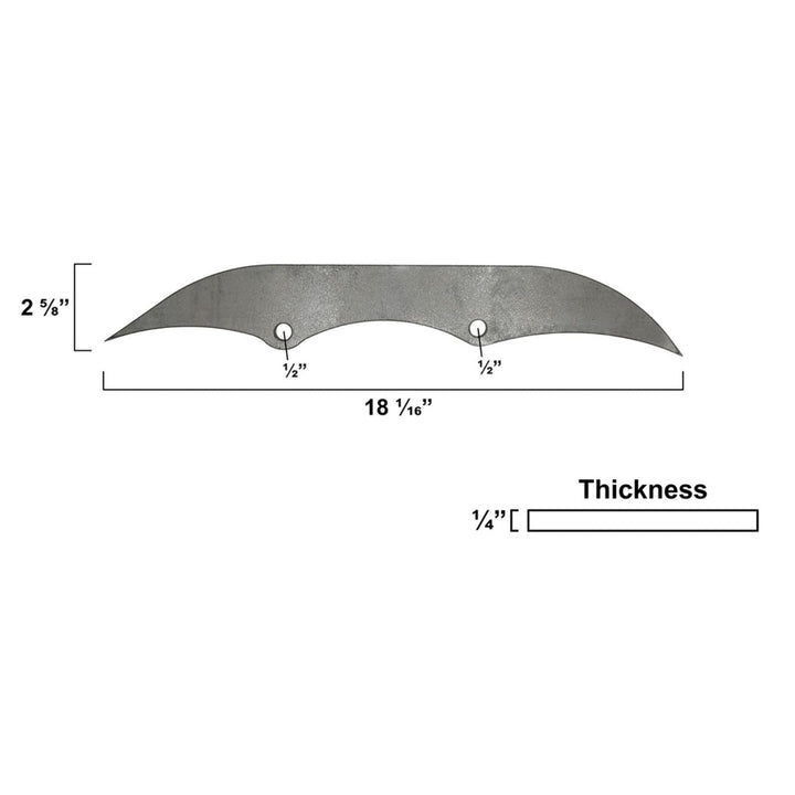 Measurement chart of an off road bypass shock bracket with dimensions labeled
